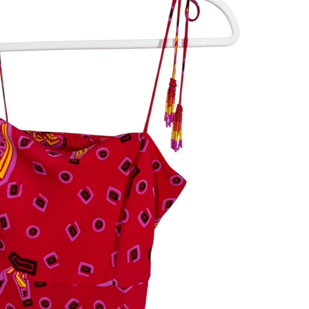 House of Harlow 1960 Women's Red Banana Print Spaghetti Strap Midi - Size S - Picture 4 of 7